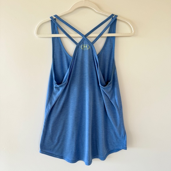 Under Armour HeatGear Strappy Back Tank Top Blue Yellow Size Womens L - Picture 5 of 6